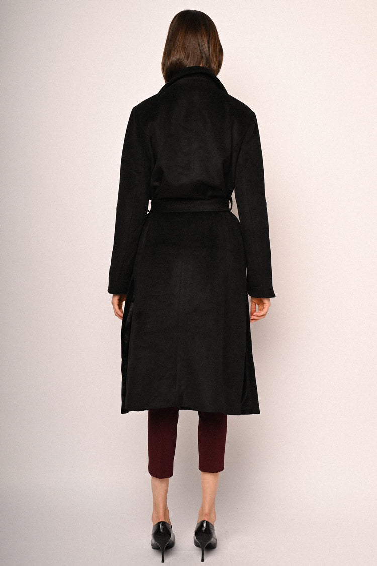 Cappotto lungo doppiopetto con cintura