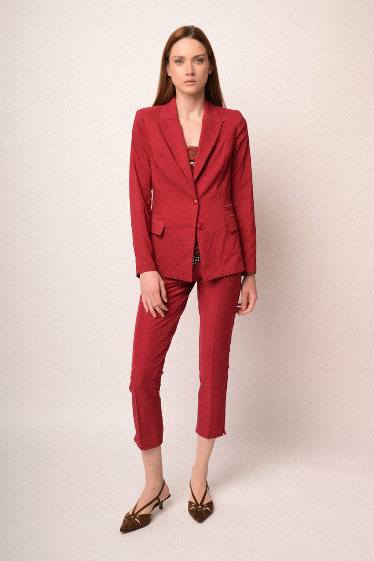 Blazer monopetto misto viscosa rosso