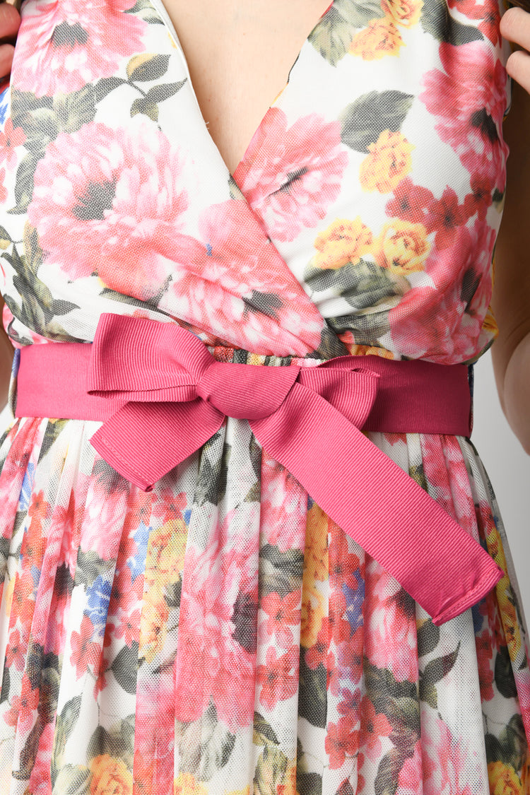 Abito in tulle a stampa floreale