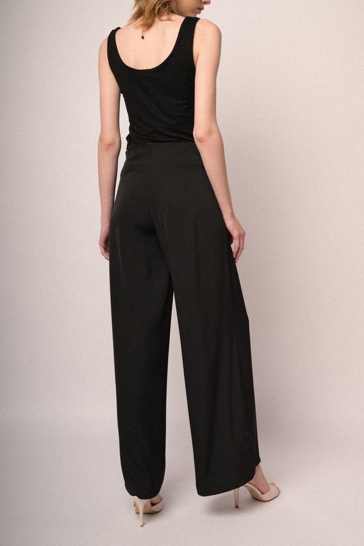 Pantaloni palazzo in crêpe fluido nero