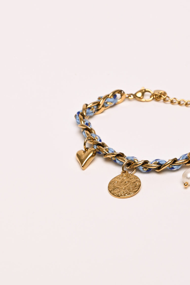 Bracciale catena e tessuto pendenti