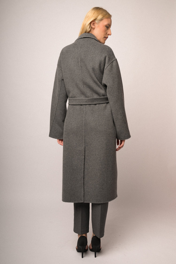Cappotto doppio petto cintura misto lana