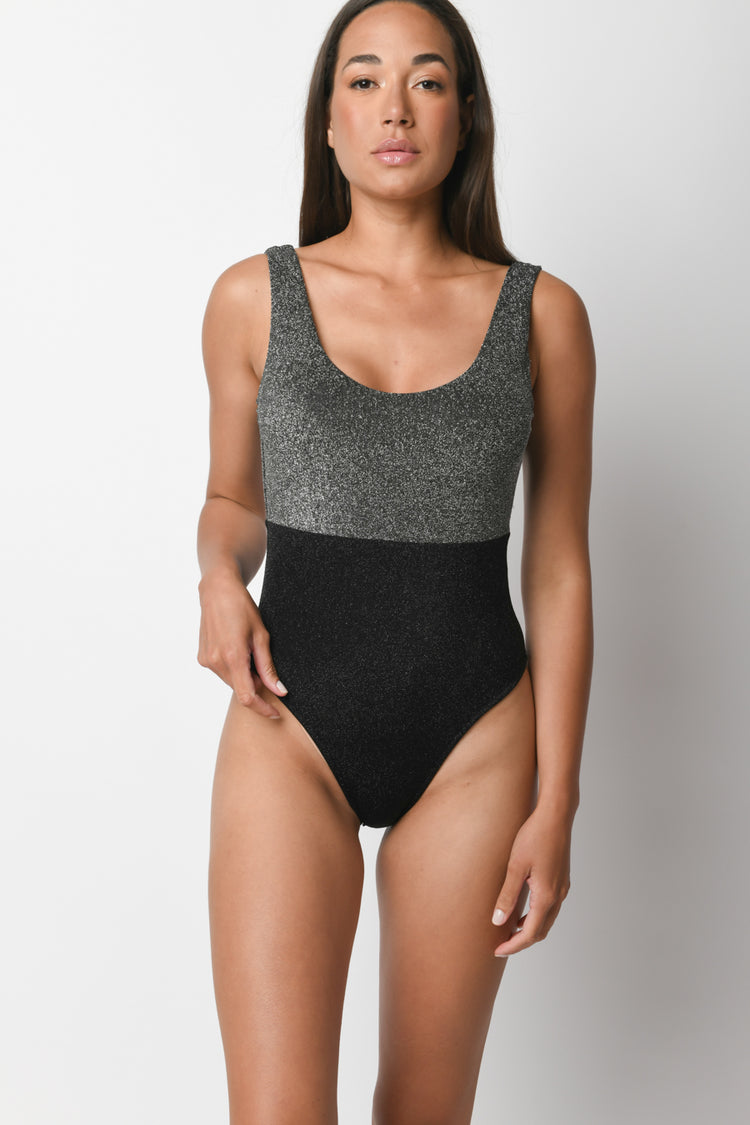 Costume intero in maglia lamé