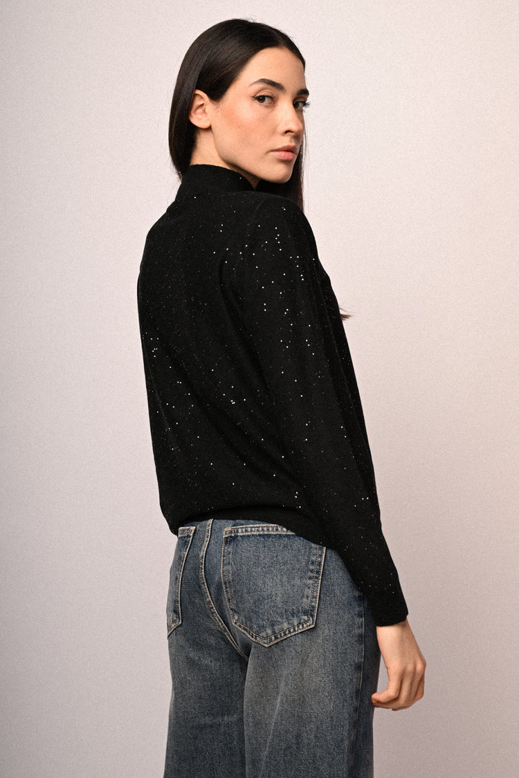 Lupetto con paillettes all-over