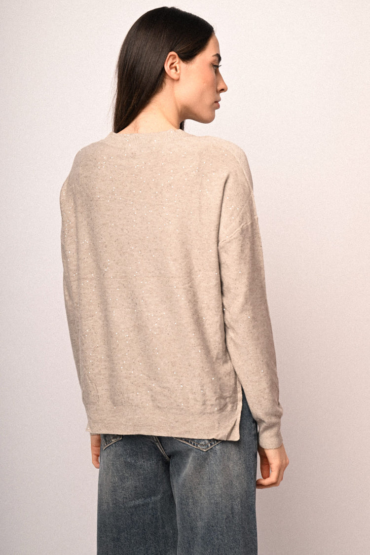 Pull basic con mini paillettes all-over