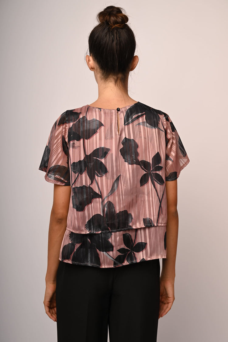 Top in georgette lurex a stampa floreale