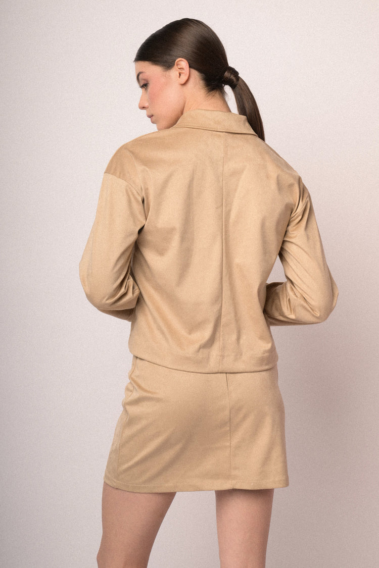 Giacca in faux suede con zip