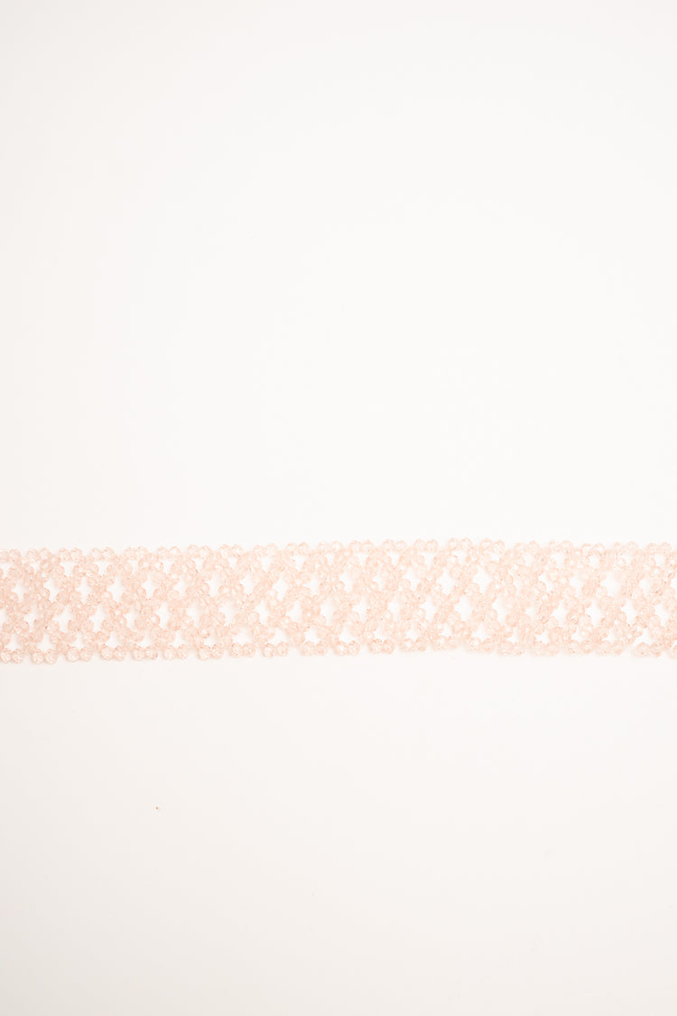 Cintura gioiello in grosgrain lurex e perline rosa
