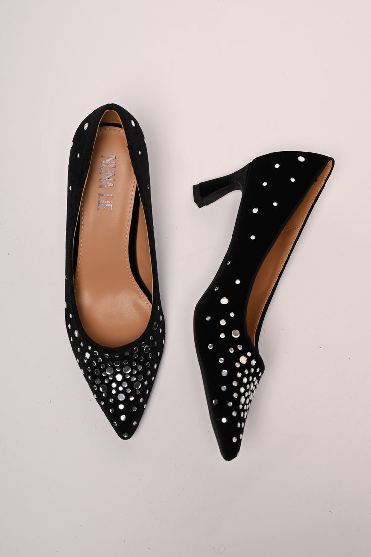 Décolleté in velluto con strass