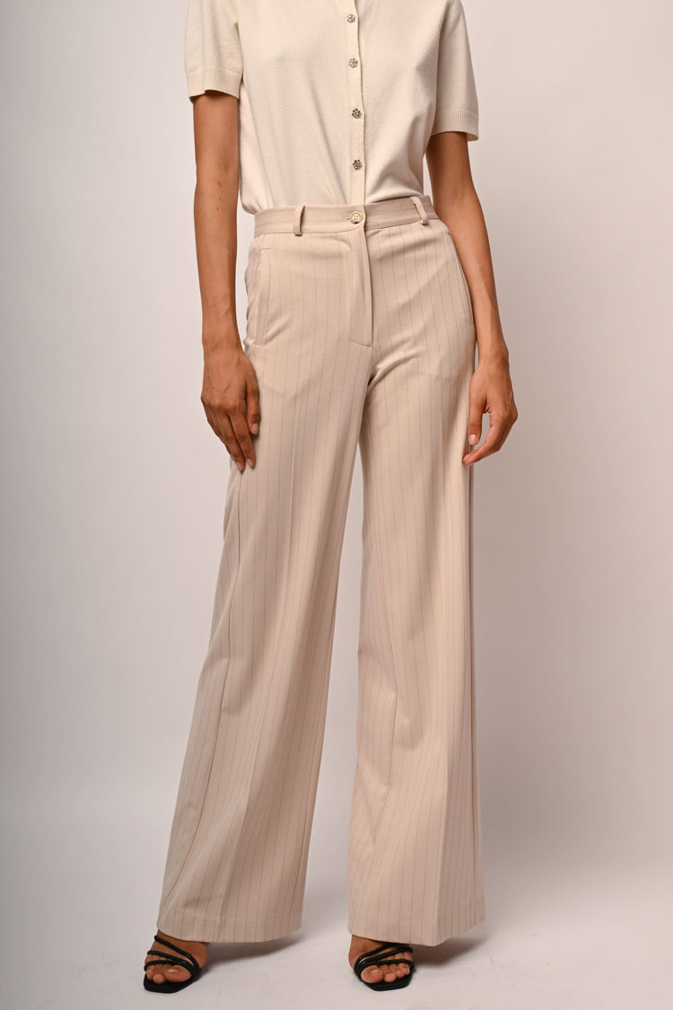 Pantaloni palazzo gessati glitter