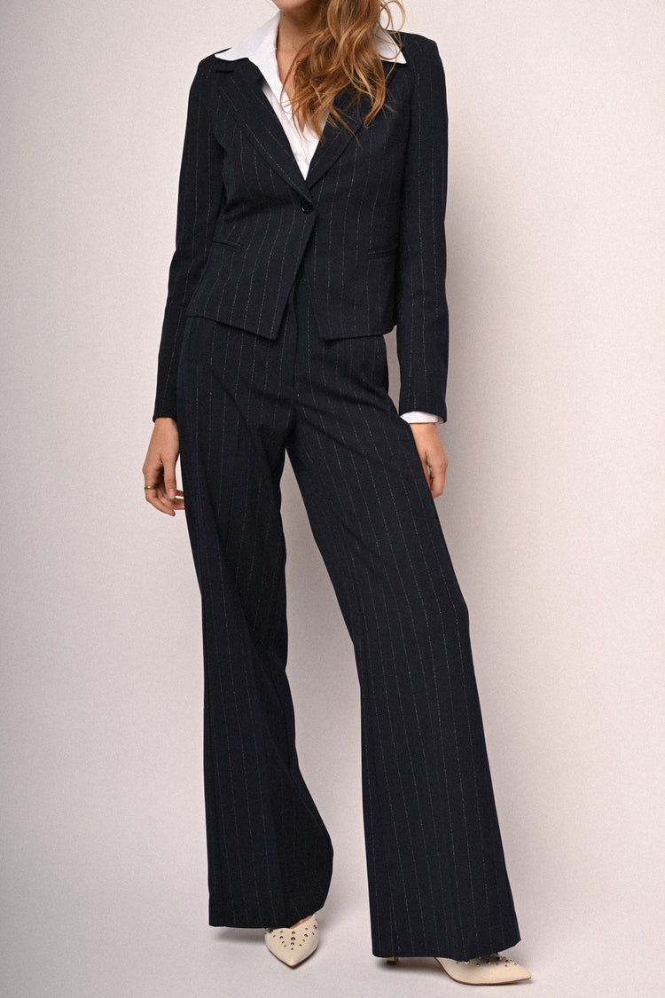 Pantaloni palazzo gessato lurex