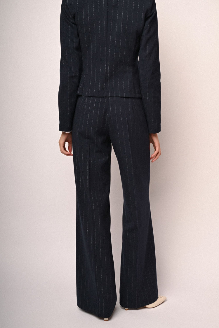 Pantaloni palazzo gessato lurex