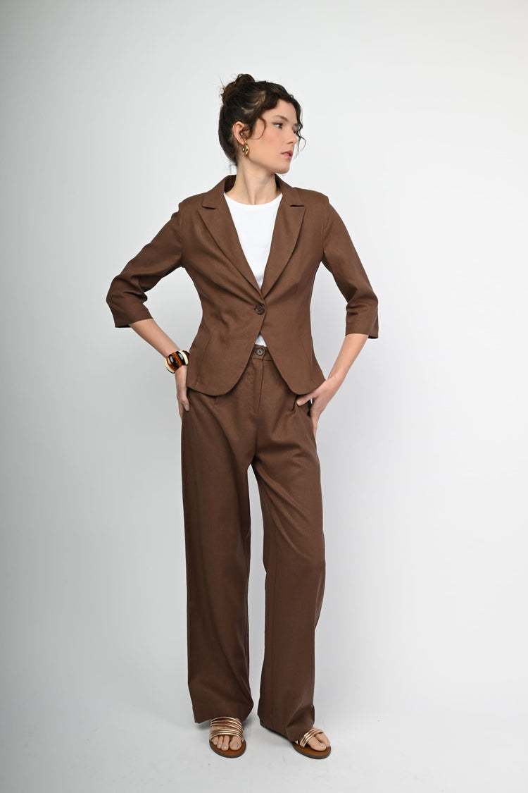 Pantaloni in lino e viscosa