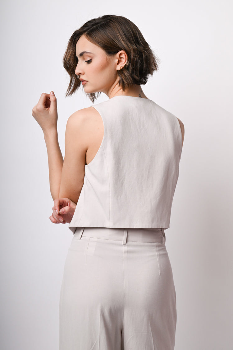 Gilet in viscosa e lino