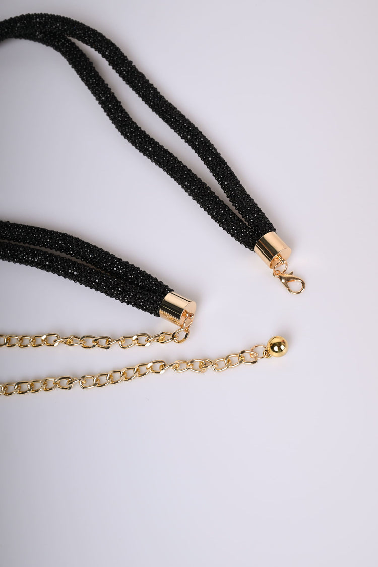 Cintura con nodo, perline e strass