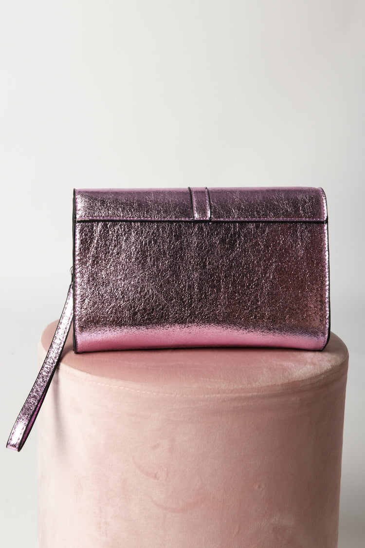 Clutch lamé con nappa