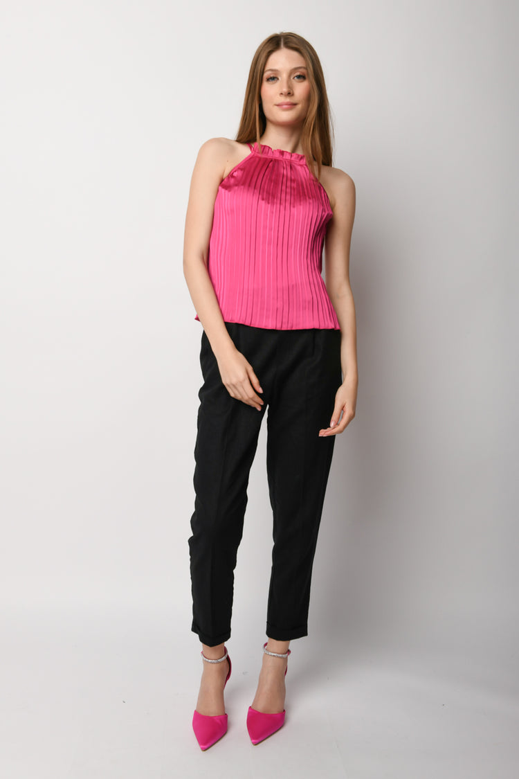 Top in raso plissé