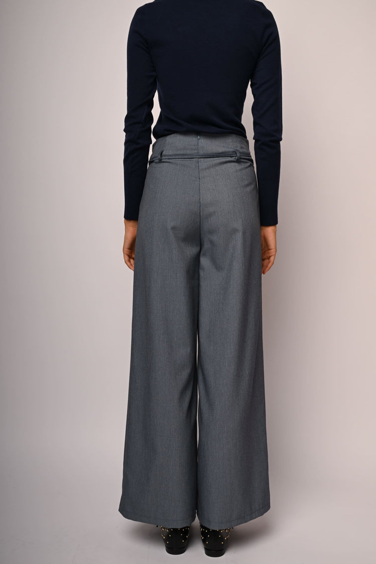 Pantaloni palazzo con fiore 3D
