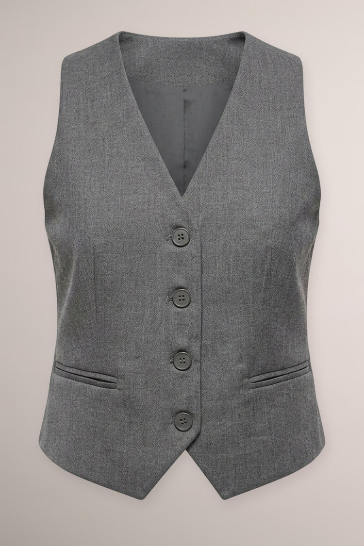 Gilet misto viscosa grigio con scollo a V