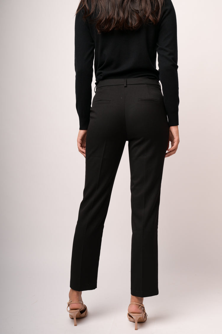 Pantaloni neri dritti con linguetta