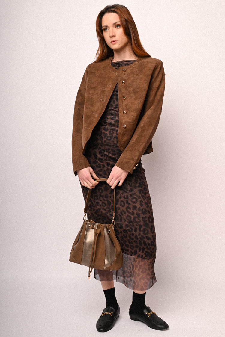 Giacca in faux suede con bottoni
