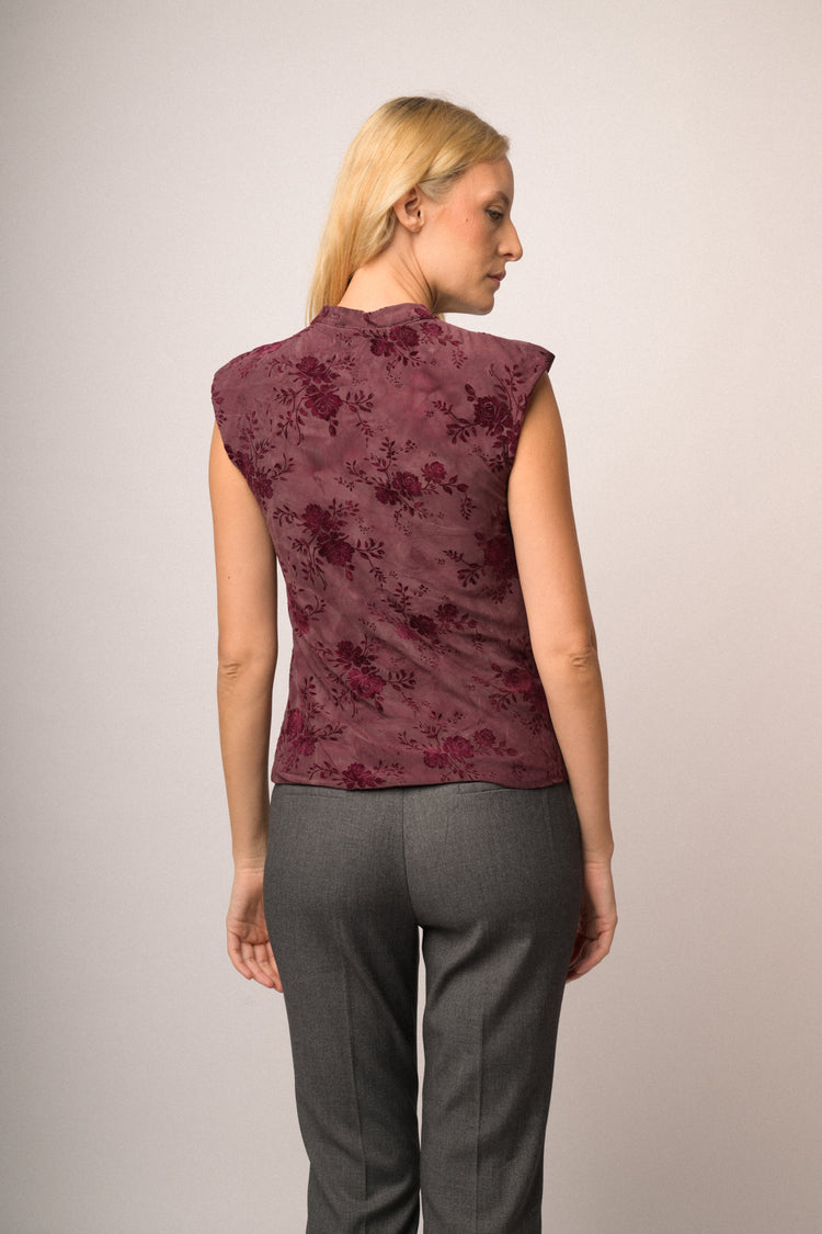 Maglia bottoni devoree fiori
