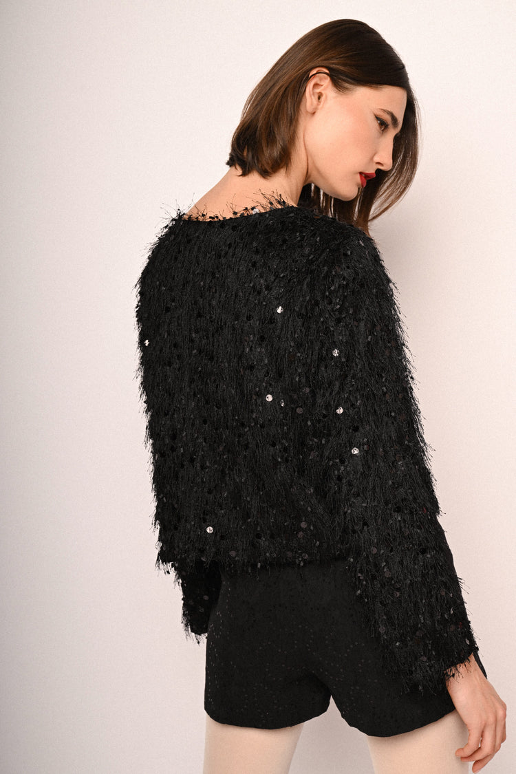Giacca hairy con paillettes