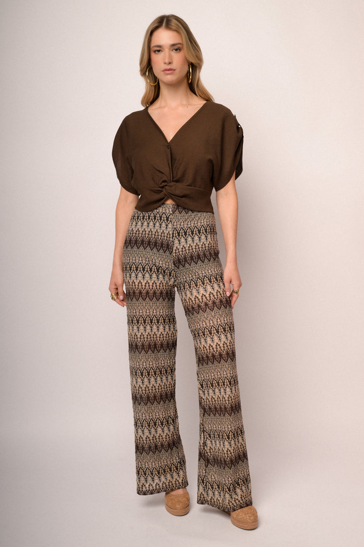Pantaloni a righe zig-zag multicolor