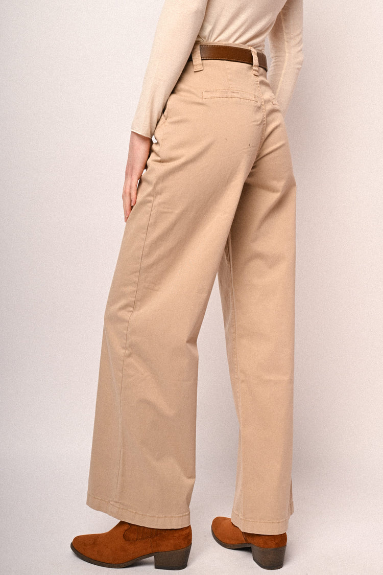 Pantaloni in drill palazzo cintura
