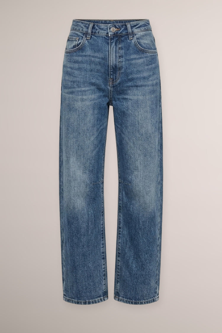 Jeans barrel-leg in denim blu