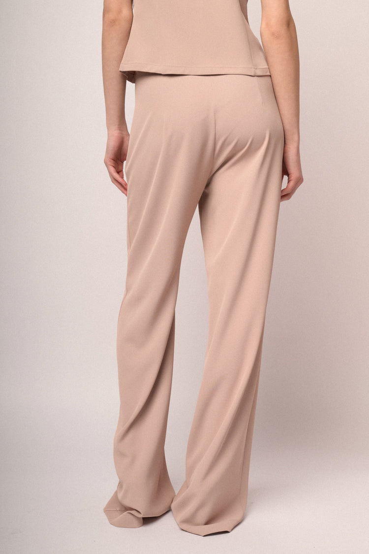 Pantaloni fluidi wide-leg rosa pastello