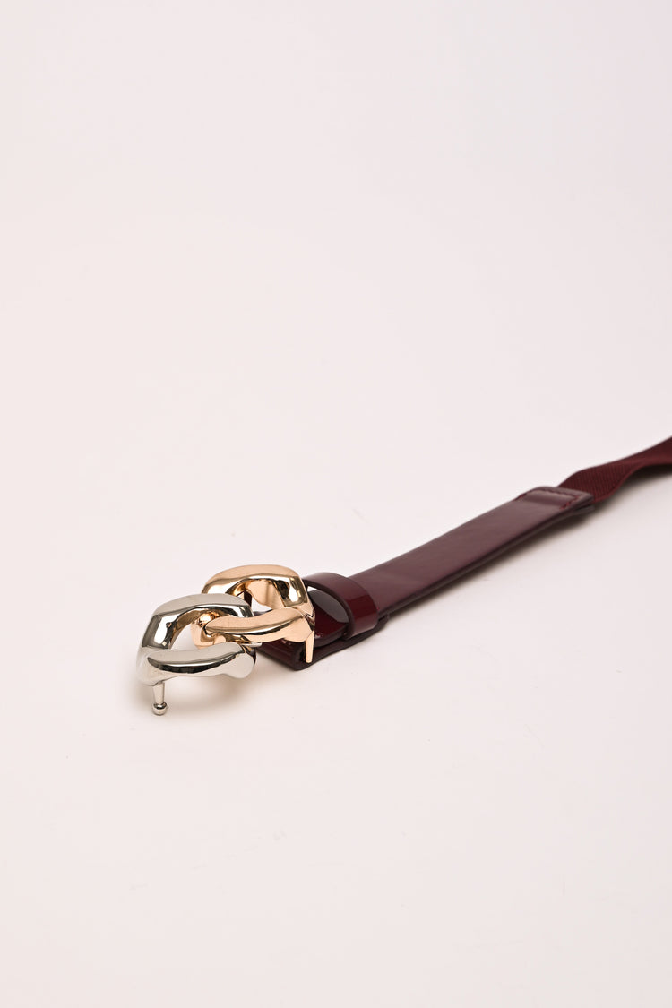 Cintura sottile elastica con fibbia intrecciata