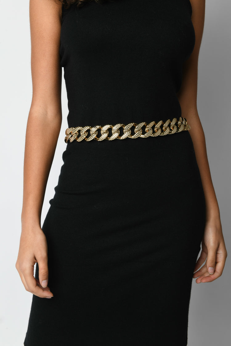Cintura a catena con strass