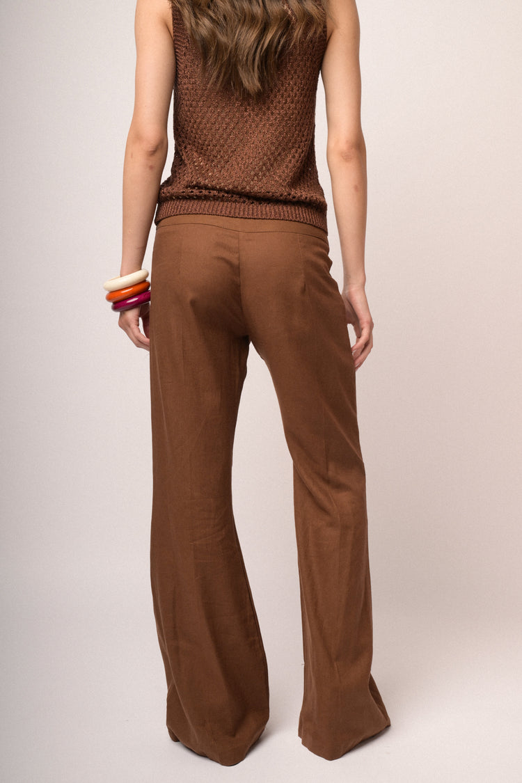 Pantaloni palazzo misto lino