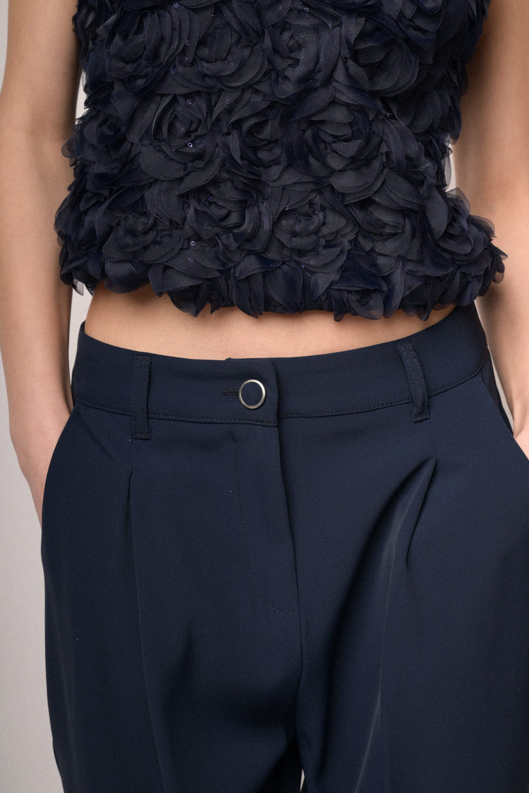 Pantaloni fluenti a carota blu