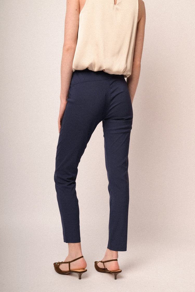 Pantaloni push-up misto viscosa blu