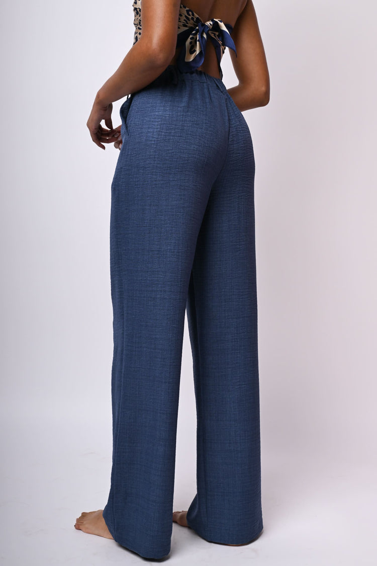 Pantalone palazzo in tessuto fiammato