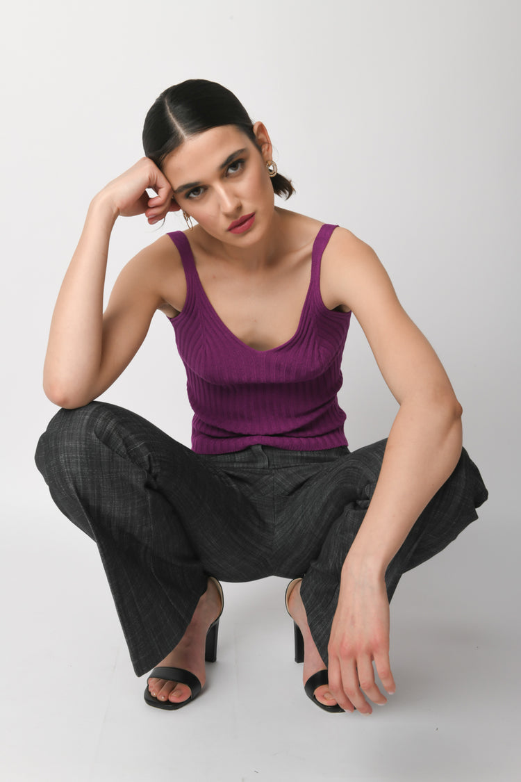 Top in maglia a costine