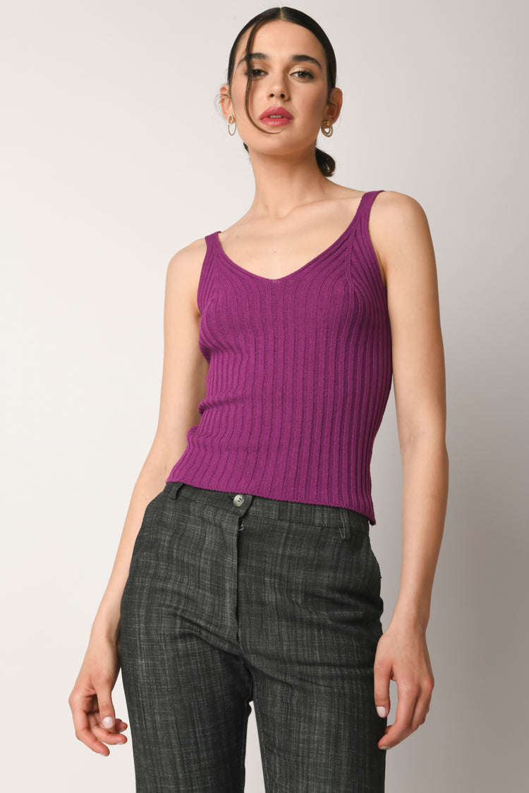 Top in maglia a costine