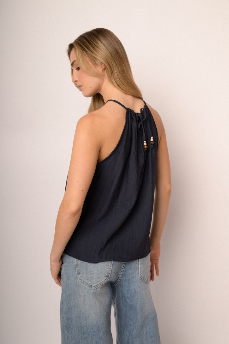 Top allamericana misto viscosa blu notte