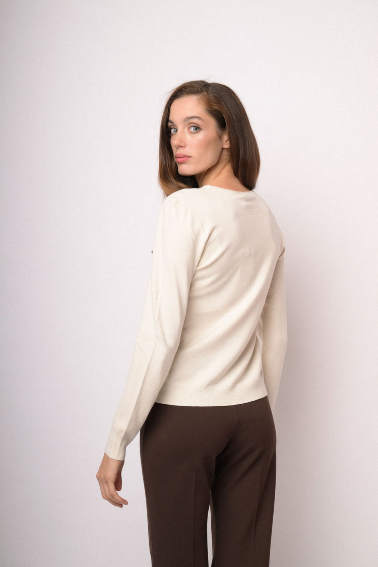 Maglia girocollo basic avorio