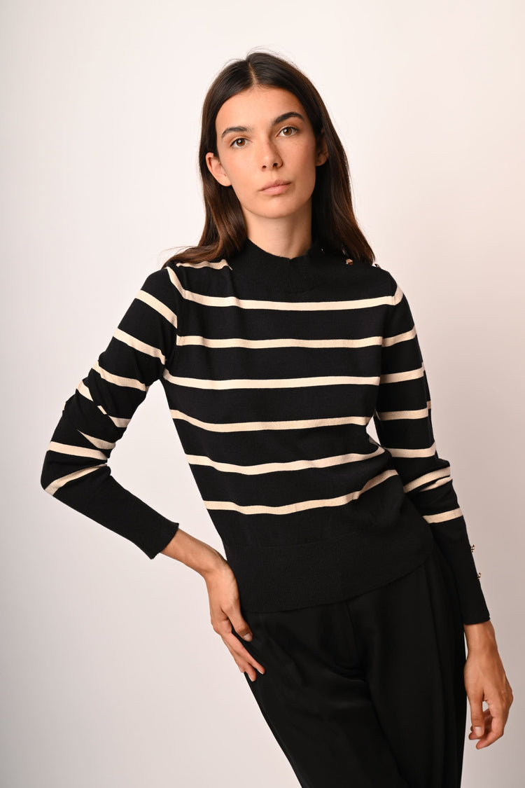 Lupetto in maglia a righe lurex