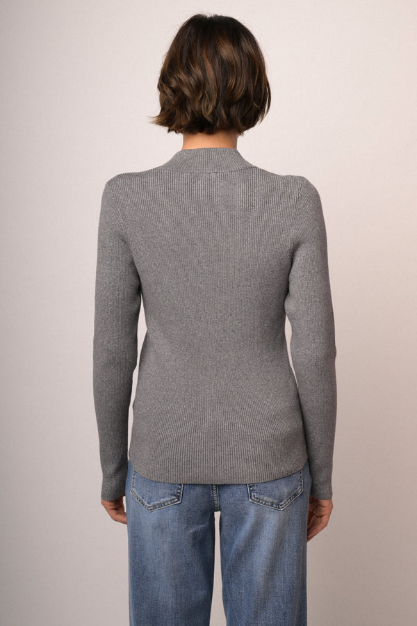 Cardigan a giacchetto con zip lurex