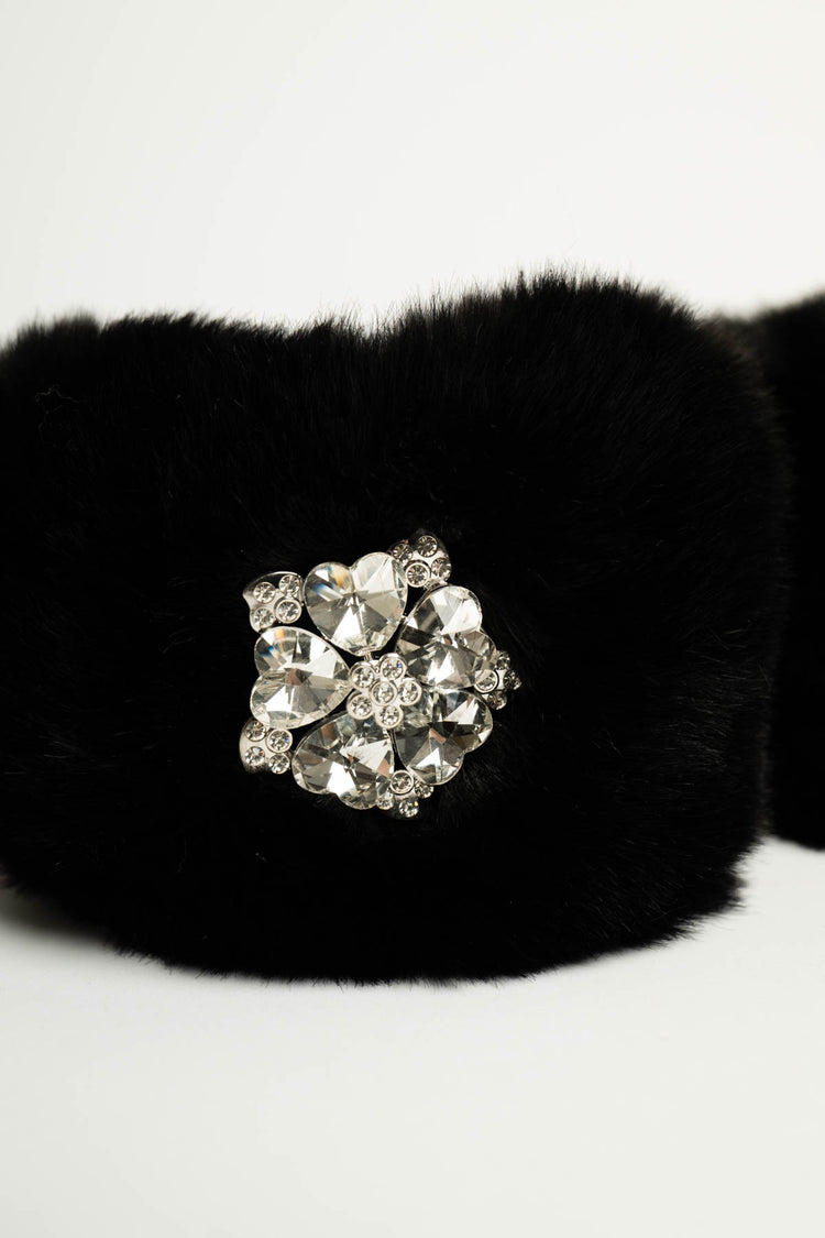Polsino peloso con strass