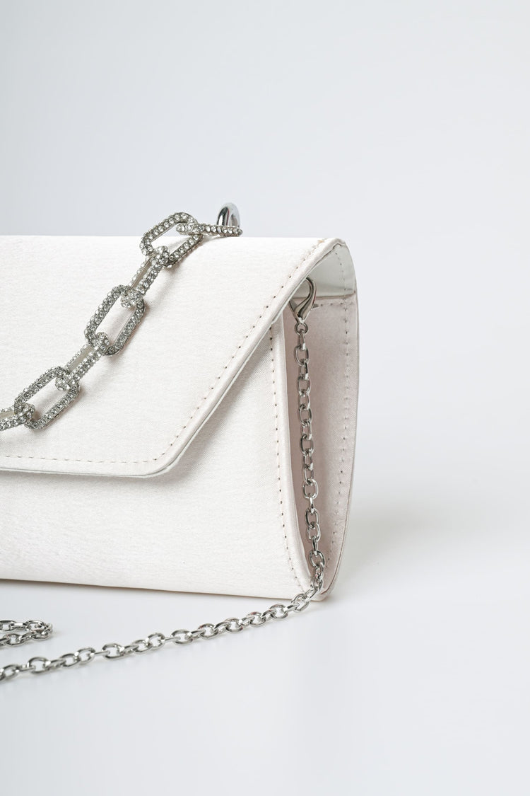 Pochette in raso con manico gioiello