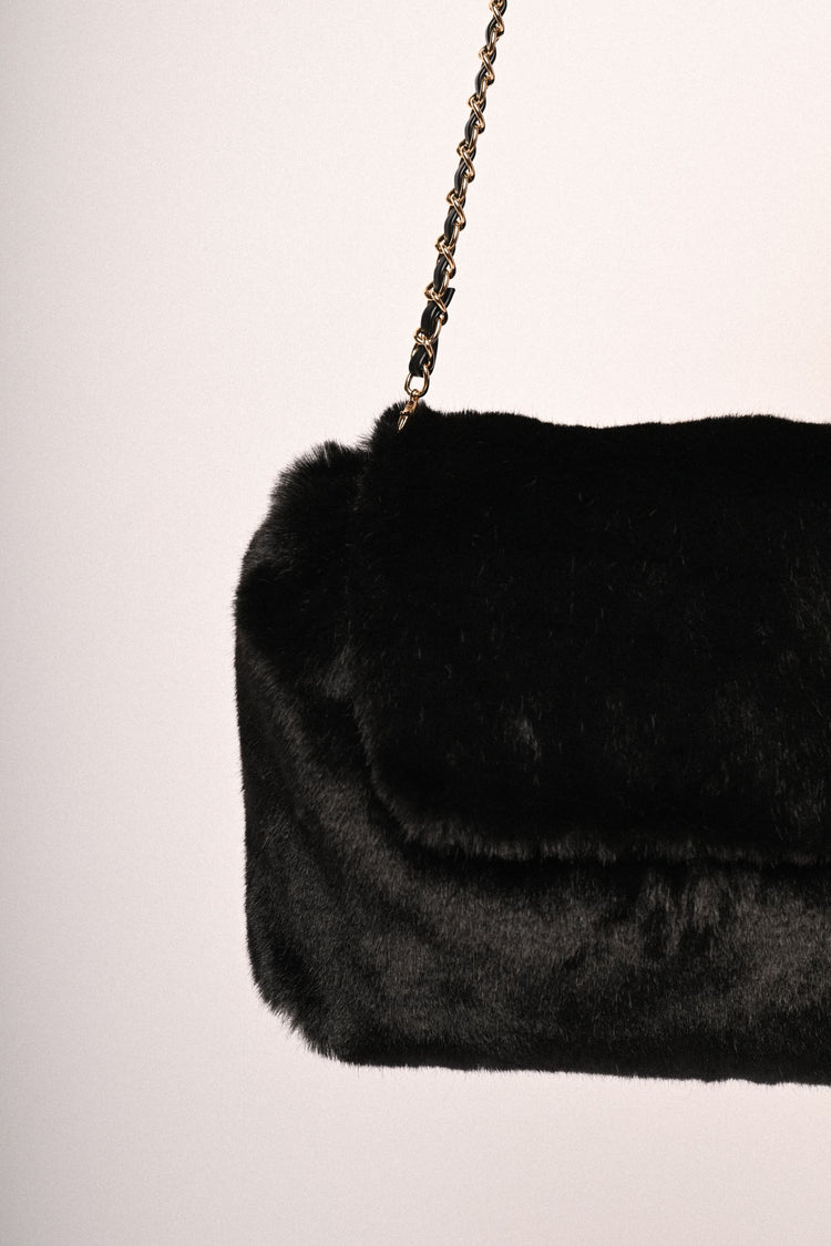 Borsa a spalla in faux fur