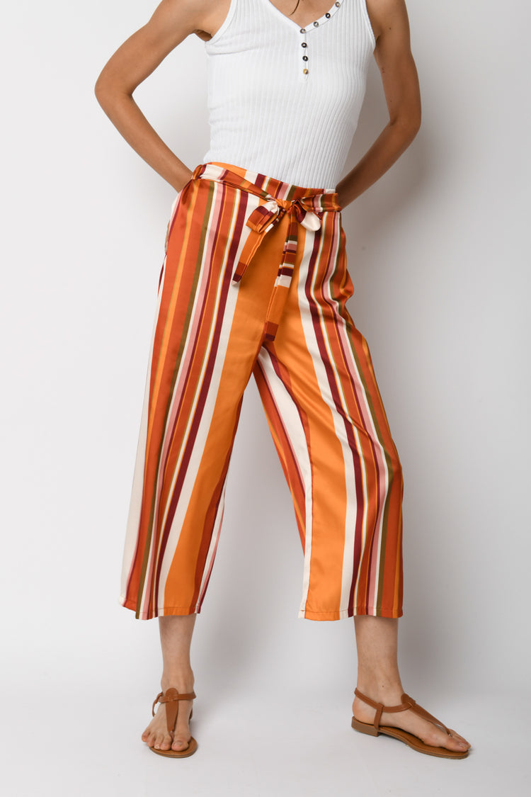 Pantaloni crop a righe