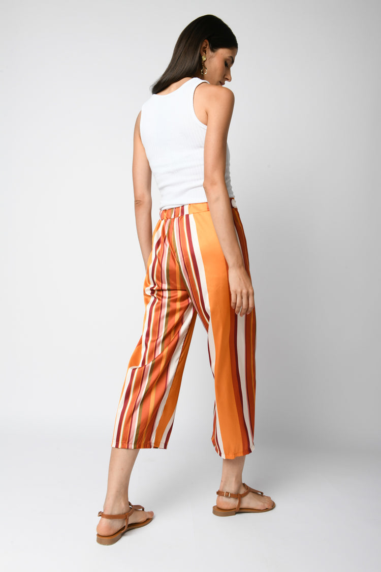 Pantaloni crop a righe