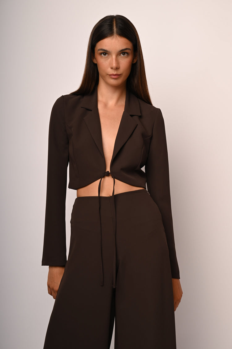 Blazer crop con laccetti