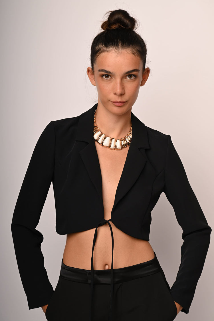 Blazer crop con laccetti